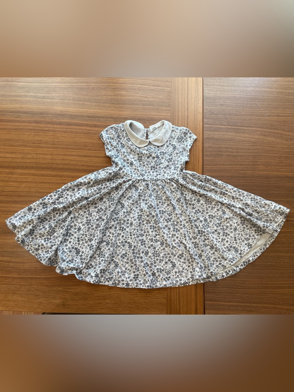 City Mouse Floral Gray and White Twirl Dress
